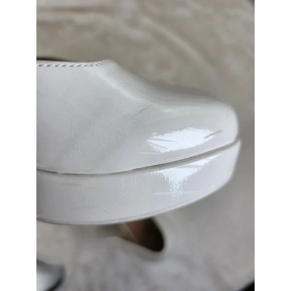 White Patent Platform Chunky Block Heel‎ Mary Jane Shoes Women's Size 6